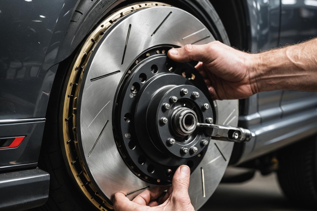 Performance brake caliper being torqued during a service